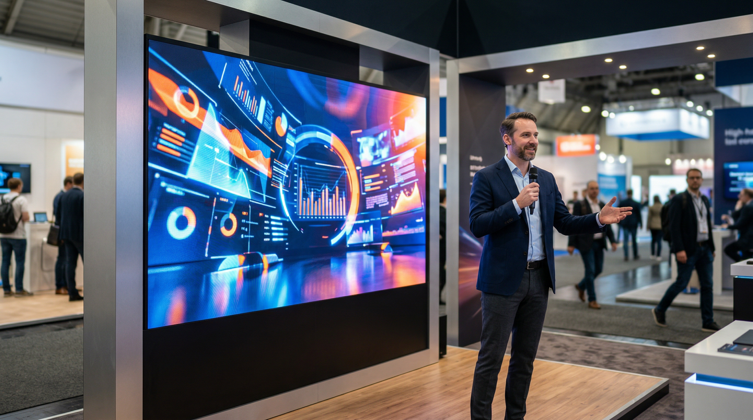 Pantalla LED de interior en una presentación corporativa